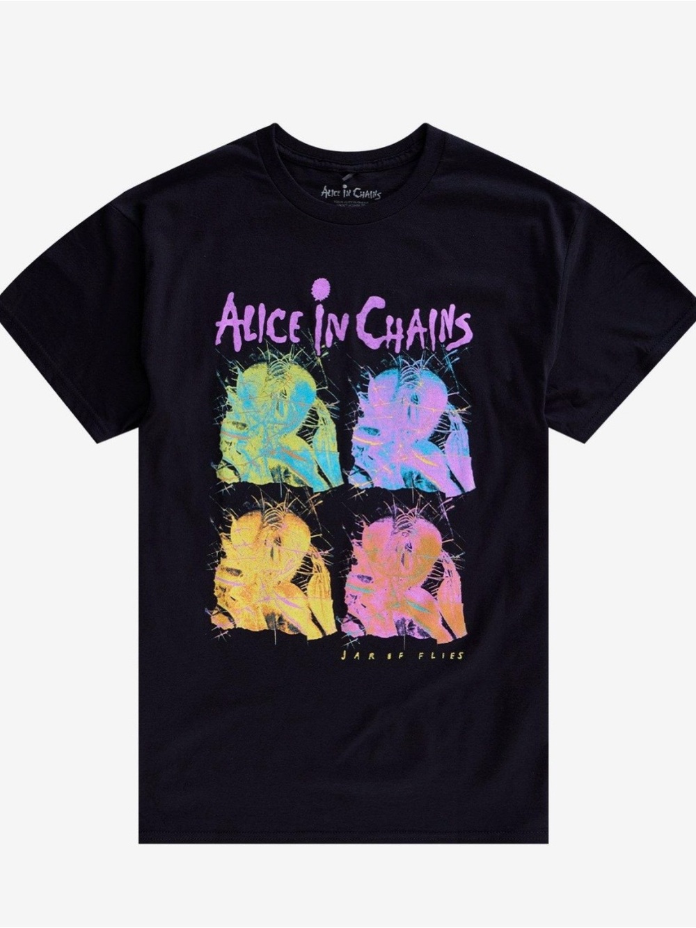 Hot Topic Alice In Chains Jar Of Flies Black Tee with Neon Graphic